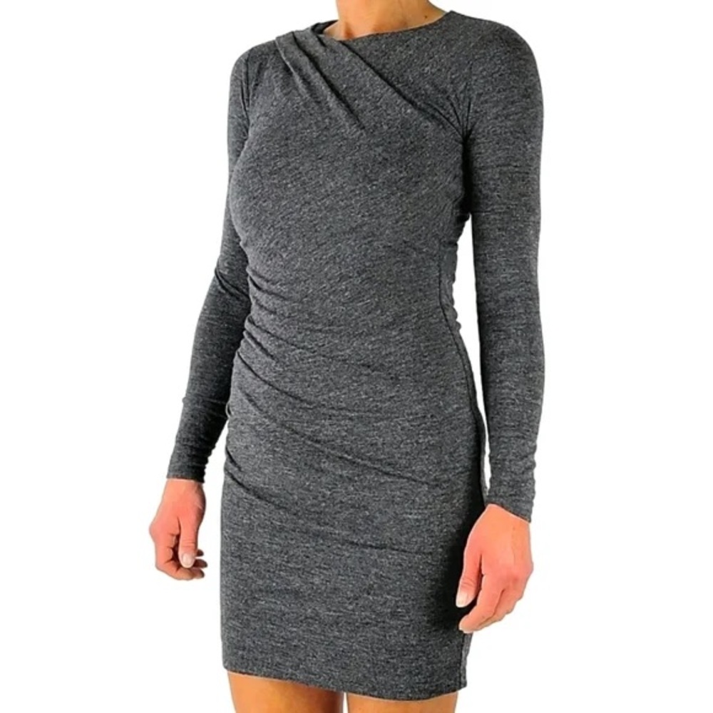 NWT $ 119 Banana Republic Long Sleeve Dress Size Ruched Grey XS extra soft